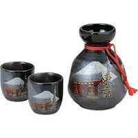 陶里 日本土産 1：2伊賀半掛酒器セット（化粧箱入）富士山浅草東京 (3個入) tri-303886802（直送品）
