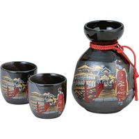 陶里 日本土産 1：2伊賀半掛酒器セット（化粧箱入）舞妓金閣寺 (3個入) tri-303886803（直送品）