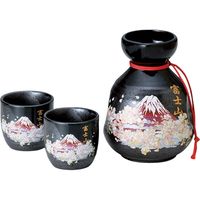 陶里 日本土産 1：2伊賀半掛酒器セット（化粧箱入）富士山桜 ＲＥＤ (3個入) tri-303886806（直送品）