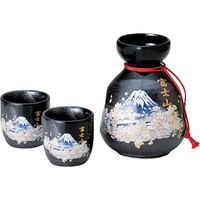 陶里 日本土産 1：2伊賀半掛酒器セット（化粧箱入）富士山桜 ＢＬＵＥ (3個入) tri-303886805（直送品）