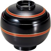 陶里 煮物椀 ［Ａ］卵型丼椀 黒に帯朱内朱 (2個入) tri-305668016（直送品）