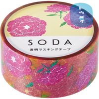 キングジム SODA 透明マスキングテープ 20mm幅 フラワー柄 CMT20-011 1セット（3本）（直送品）