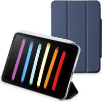 iPad mini6 ケース カバー 第6世代 2021年 レザー 手帳 ネイビー 