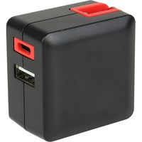 イツワ商事 PD20W対応 TYPE-C1ポート/USB1ポート AC充電器 コンパクトタイプ 計3.1A 黒赤 MCAC2101BR 1個（直送品）