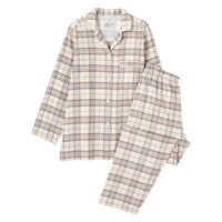 無印良品 婦人　脇に縫い目のない　フランネル長袖パジャマ Ｍ ラベンダーチェック  良品計画
