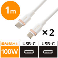 タイプCケーブル USB-C to C 2本セット 1ｍ 100W 高速充電 白 MPA-CCECSS10WW エレコム 1個（直送品）