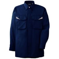 ミドリ安全 作業服 春夏 長袖 シャツ 帯電防止 GS2497 L ネイビー 3121193305 1点（直送品）