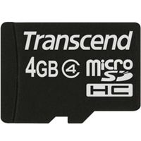 トランセンド　ｍｉｃｒｏＳＤＨＣカード　4ＧＢ　Ｃｌａｓｓ4　付　属品（ＳＤカード変換アダプタ付き）　TS4GUSDHC4　1個　（直送品）