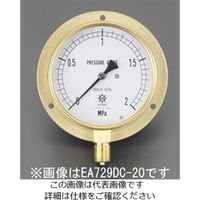 エスコ G 3/8”/ 75mm/ 0ー0.1MPa つば付圧力計 EA729DC-1 1セット(2個)（直送品）