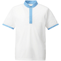 KAZEN（カゼン） トリコットシャツ ホワイト×サックス S 648-11 1着（直送品）