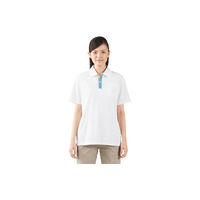 住商モンブラン ポロシャツ（男女兼用・半袖） 白×サックス×オレンジ LL 72-418（直送品）