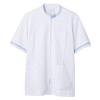 住商モンブラン ジャケット（メンズ・半袖） 医務衣 医療白衣 白/サックスブルー（水色） LL 72-854（直送品）
