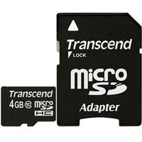 トランセンド　ｍｉｃｒｏＳＤＨＣカード　４ＧＢ　Ｃｌａｓｓ１０　付属品（ＳＤカード変換アダプタ付き）　TS4GUSDHC10　1個（直送品）