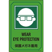 日本緑十字社 英文字入りサイン標識 GB-203 「保護メガネ着用」 095203 1セット（2枚）（直送品）