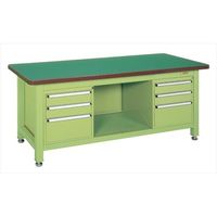 サカエ 超重量作業台(Wタイプ/均等耐荷重3000kg/サカエリューム天板/H740mm/固定式/キャビネット付) WFー83F3B 1台（直送品）