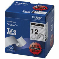 ブラザー　ピータッチテープ　ラミネート　バリューパック　12mm　透明テープ（黒文字）　1パック（5個入）　TZe-131V（わけあり品）