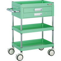 トラスコ中山 TRUSCO ファルコンワゴン 2段引出付 750×500 ウレタン双輪 ヤンググリーン FAW-973XD-YG 1台（直送品）
