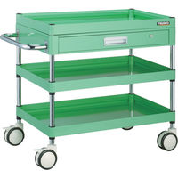 トラスコ中山 TRUSCO ファルコンワゴン 薄型1段引出付 750×500 ウレタン双輪 ヤンググリーン FAW-773ZD-YG 1台（直送品）