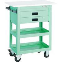 トラスコ中山 TRUSCO ツールワゴン ドルフィン 天板付 750X500 2段引出 ヤンググリーン DLWS-963TX-YG 1台（直送品）