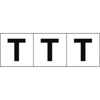 トラスコ中山 アルファベットステッカー 30×30 「T」 白地/黒文字 TSN-30-T 1組(3枚) 438-8721