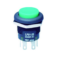 NKKスイッチズ 低背形押ボタンスイッチ LP ボタン緑 2極ON-（ON） LP01-25CCKNS1M 1個 438-5098（直送品）