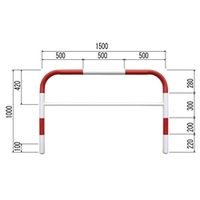 ユニット カーストッパー 赤/白 W1500 835-302 1台（直送品）