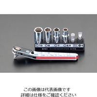 エスコ [+ ー Socket]ドライバーセット(オフセット型 ラチェット式) EA562-7 1セット(4セット:1セット×4組)（直送品）