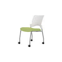 ライオン事務器　ミーティングチェア（キャスター付）　EL-4W-ZR-GN　1脚　（わけあり品）