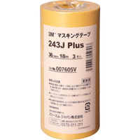 スリーエム ジャパン 3M マスキングテープ 243J Plus 36mmX18m 3巻入り 36 1パック(3巻) 469-4333（直送品）