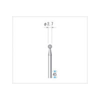 ナカニシ 電着ダイヤモンドバー 球型 φ2.7×軸φ2.34 #130 11212 1本 475-8854（直送品）