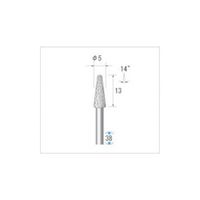 ナカニシ チタンコート超硬カッター テーパー先丸型 ダブルカット φ5×12.7×軸φ3 14° 21253 1本(1個) 476-1928（直送品）