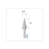 ナカニシ 超硬カッター テーパー(ダブルカット) 刃径6mm 刃長13mm 23414 1本 476-2771（直送品）