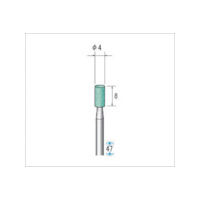 ナカニシ 軸付砥石 10本入 円筒型 φ4×8×軸φ3 GC #100 42683 1パック(10本) 476-6008（直送品）