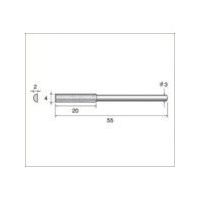 ナカニシ 電着ダイヤモンドヤスリ 半丸型 4×2×20×軸φ3 #200 62872 1本 477-2946（直送品）