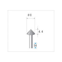 ナカニシ 電着CBNバー テーパー型 φ8×4.3×軸φ3 #130 90° 12426 1本 476-0441（直送品）