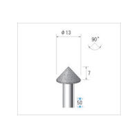 ナカニシ 電着ダイヤモンドバー テーパー型 φ13×7×軸φ6 #120 90° 13341 1本 476-1260（直送品）