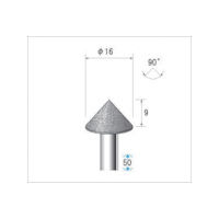 ナカニシ 電着ダイヤモンドバー テーパー型 φ16×9×軸φ6 #120 90° 13342 1本 476-1278（直送品）