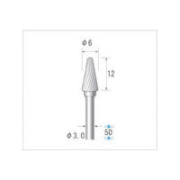 ナカニシ 超硬カッター テーパー先丸型 シングルカット φ6×12×軸φ3 24425 1本 476-3475（直送品）