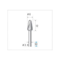 ナカニシ 超硬カッター テーパー(シングルカット・粗目)刃径6mm 刃長12mm 24435 1本 476-3483（直送品）