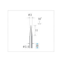 ナカニシ 超硬カッター テーパー型 シングルカット φ3×11×軸φ3 14° 24451 1本 476-3505（直送品）