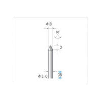 ナカニシ 超硬カッター テーパー型 シングルカット φ3×2.5×軸φ3 60° 24491 1本 476-3564（直送品）