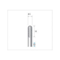 ナカニシ 超硬カッター 円筒先丸型 ダブルカット φ6×16×軸φ6 26081 1本 476-4056（直送品）