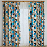 スミノエ PEANUTS セミオーダー カーテン スリーピースヌーピー 2100×1350mm ブルー 1セット(2枚入)（直送品）