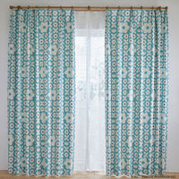 スミノエ PEANUTS セミオーダー カーテン フラワーメイズ 2900×1100mm ブルー 1セット(2枚入)（直送品）