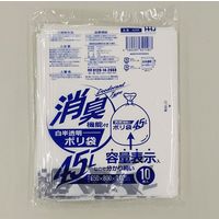 ハウスホールドジャパン AS44 消臭袋表示入45L 白半透明 10枚0.025　40個（直送品）