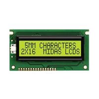 Midas 液晶モノクロディスプレイ 反射型 英数字， 2列16文字x16 char MC21605A6W-SPR-V2 1個（直送品）