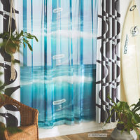 スミノエ PEANUTS セミオーダー レースカーテン カワバンガ！ボイル 2500×990mm ブルー 1セット(2枚入)（直送品）