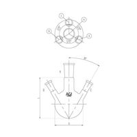 旭製作所 四ツ口フラスコ 3，000mL 34/45・29/42 3112-3-6L5L 1個 65-0598-33（直送品）
