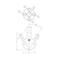 旭製作所 五ツ口フラスコ 3，000mL 45/50・29/42 3114-3-8L5L 1個 65-0598-72（直送品）