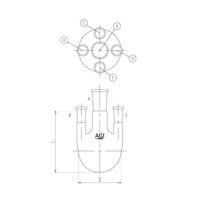旭製作所 五ツ口フラスコ 側管垂直タイプ 10L 55/50・34/45 3122-10-10L6L 1個 65-0599-51（直送品）